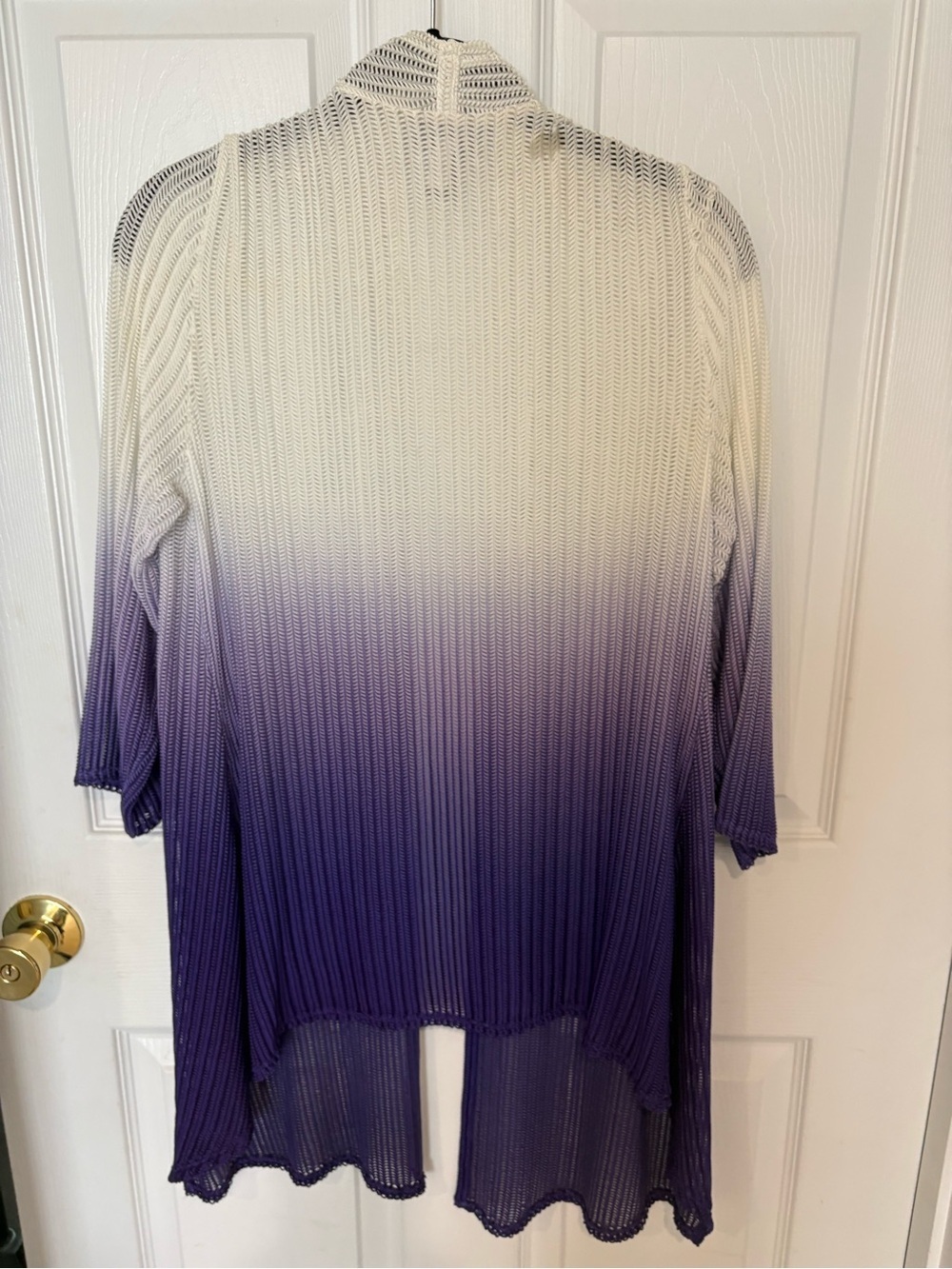Open-Front Ombre Knit Cardigan in Cream and Purple - Picture 5 of 5